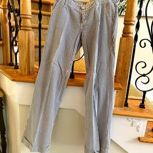 Vintage Seersucker flare cuffed pants